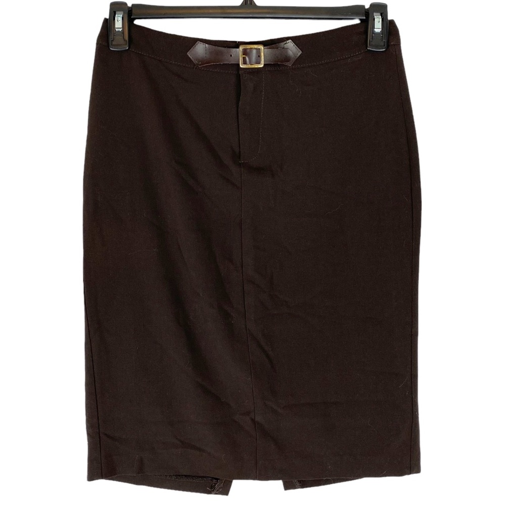 3/$30 Costa Blanca Vintage Buckle Detail Brown Pencil Skirt Size S